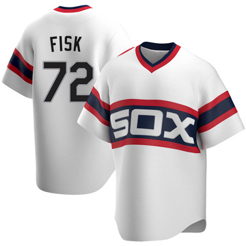 Replica Carlton Fisk Men's Chicago White Sox White Cooperstown Collection Jersey