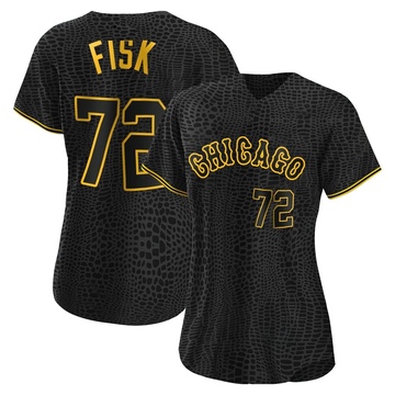 Replica Carlton Fisk Women's Chicago White Sox Black Snake Skin City Jersey