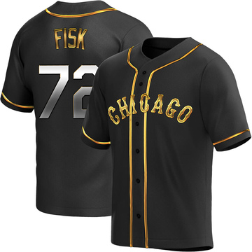 Replica Carlton Fisk Youth Chicago White Sox Black Golden Alternate Jersey