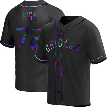 Replica Carlton Fisk Youth Chicago White Sox Black Holographic Alternate Jersey