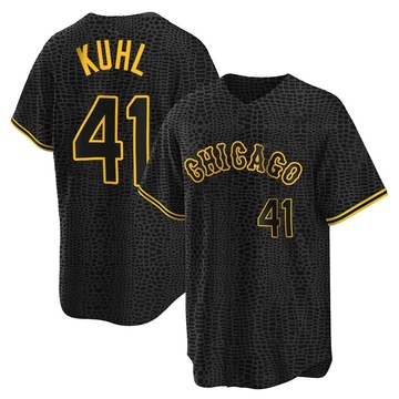 Replica Chad Kuhl Men's Chicago White Sox Black Snake Skin City Jersey