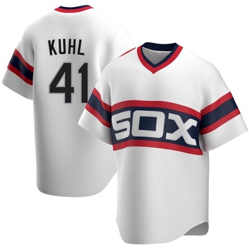 Replica Chad Kuhl Men's Chicago White Sox White Cooperstown Collection Jersey