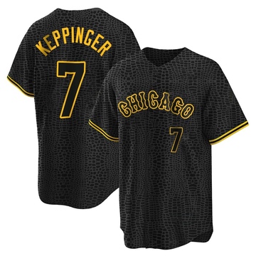 Replica Jeff Keppinger Men's Chicago White Sox Black Snake Skin City Jersey