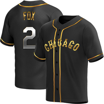 Replica Nellie Fox Youth Chicago White Sox Black Golden Alternate Jersey