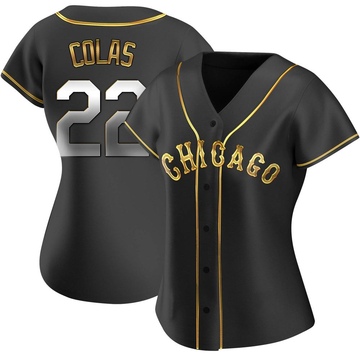 Replica Oscar Colas Women's Chicago White Sox Black Golden Alternate Jersey