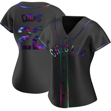 Replica Oscar Colas Women's Chicago White Sox Black Holographic Alternate Jersey