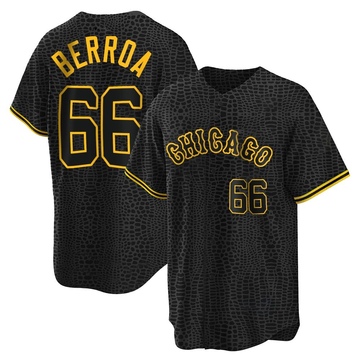 Replica Prelander Berroa Men's Chicago White Sox Black Snake Skin City Jersey